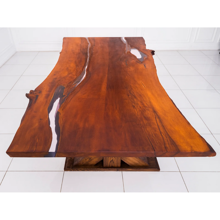 Maxima House Dining Solid Pear Tree Wood Table Mars Filled with Polymer Resin - Bed & Sofa Hub
