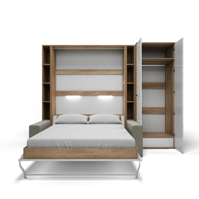 Maxima House Vertical Full Size Murphy Bed Invento with Sofa, Two Cabinets and Wardrobe - Bed & Sofa Hub