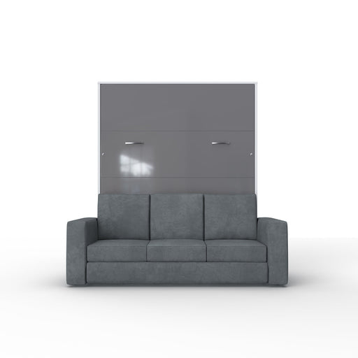 Maxima House Invento Queen Vertical Murphy Bed with a gray Sofa IN014WG-G - Bed & Sofa Hub