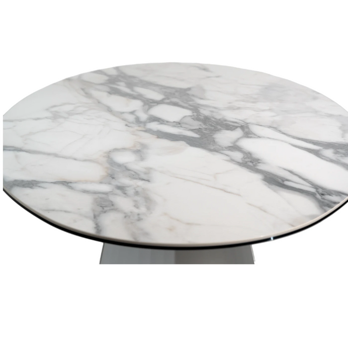 Maxima House Dining Table Giorgia with White Ceramic Top and Metal Base - Bed & Sofa Hub