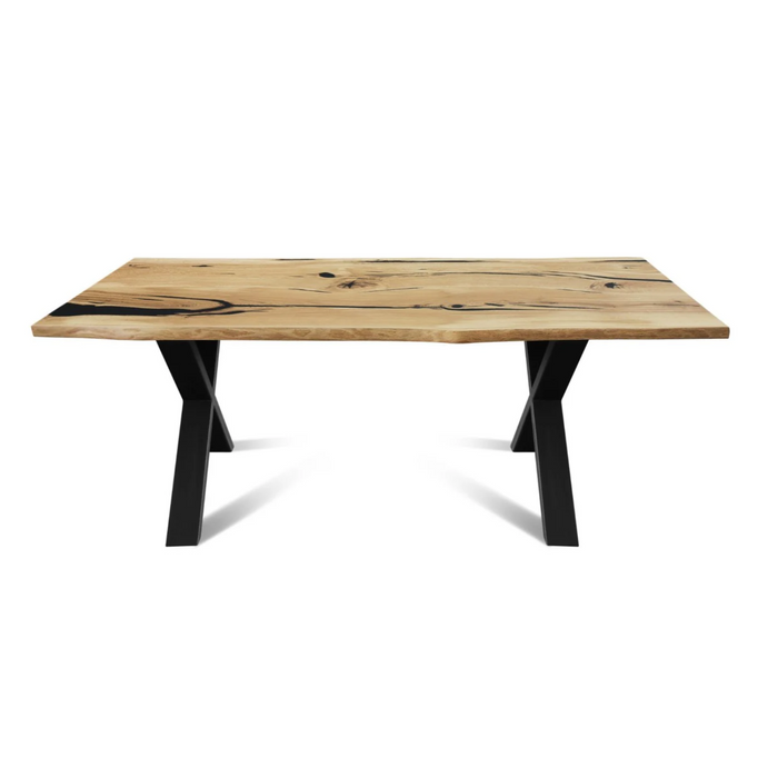 Maxima House Solid Wood Dining Table with Metal Legs Urban-Bl - Bed & Sofa Hub