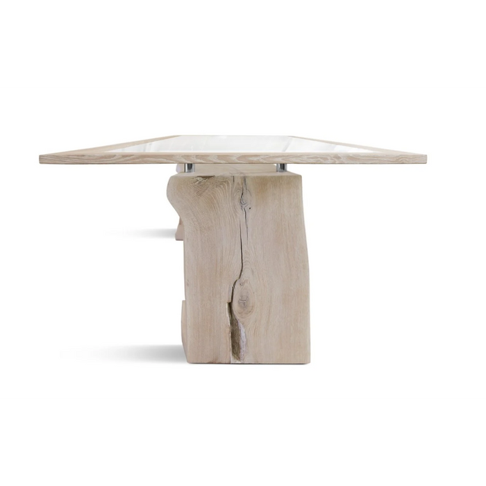 Maxima House Glass Top with Solid Wood Base Dining Table Zorg-W - Bed & Sofa Hub