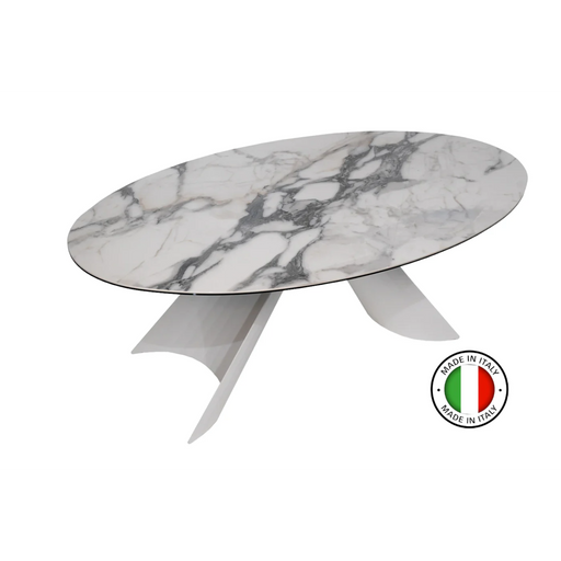 Maxima House Dining Table Giorgia with White Ceramic Top and Metal Base - Bed & Sofa Hub