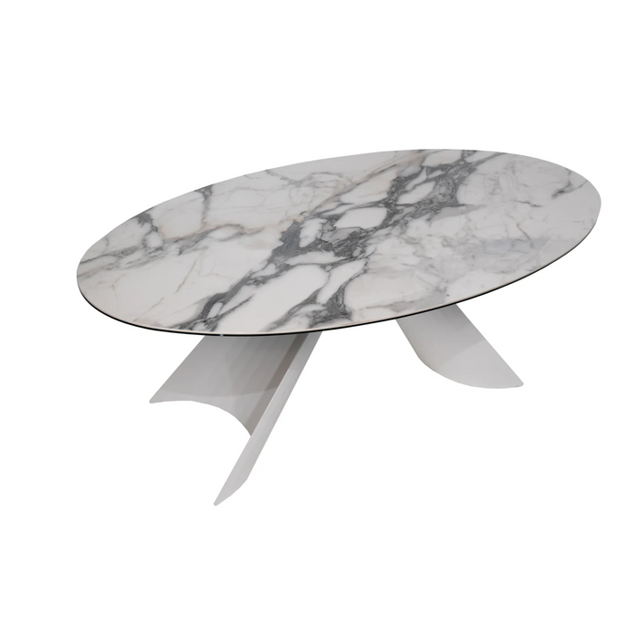 Maxima House Dining Table Giorgia with White Ceramic Top and Metal Base - Bed & Sofa Hub