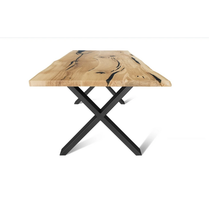 Maxima House Solid Wood Dining Table with Metal Legs Urban-Bl - Bed & Sofa Hub