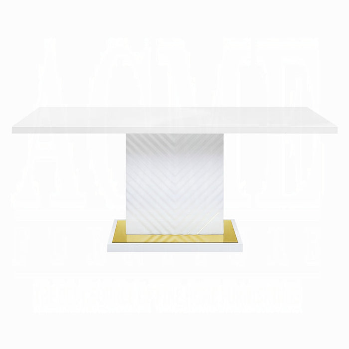 ACME Gaines Dining Table W/Pedestal Base - Bed & Sofa Hub