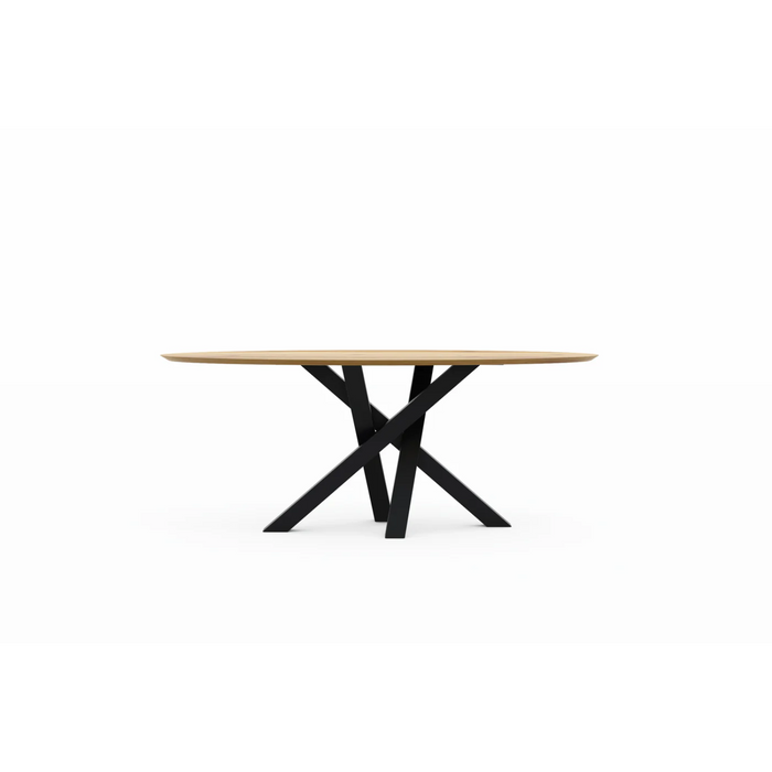 Maxima House Solid Oak Wood Dining Table Alisa with Metal Legs - Bed & Sofa Hub