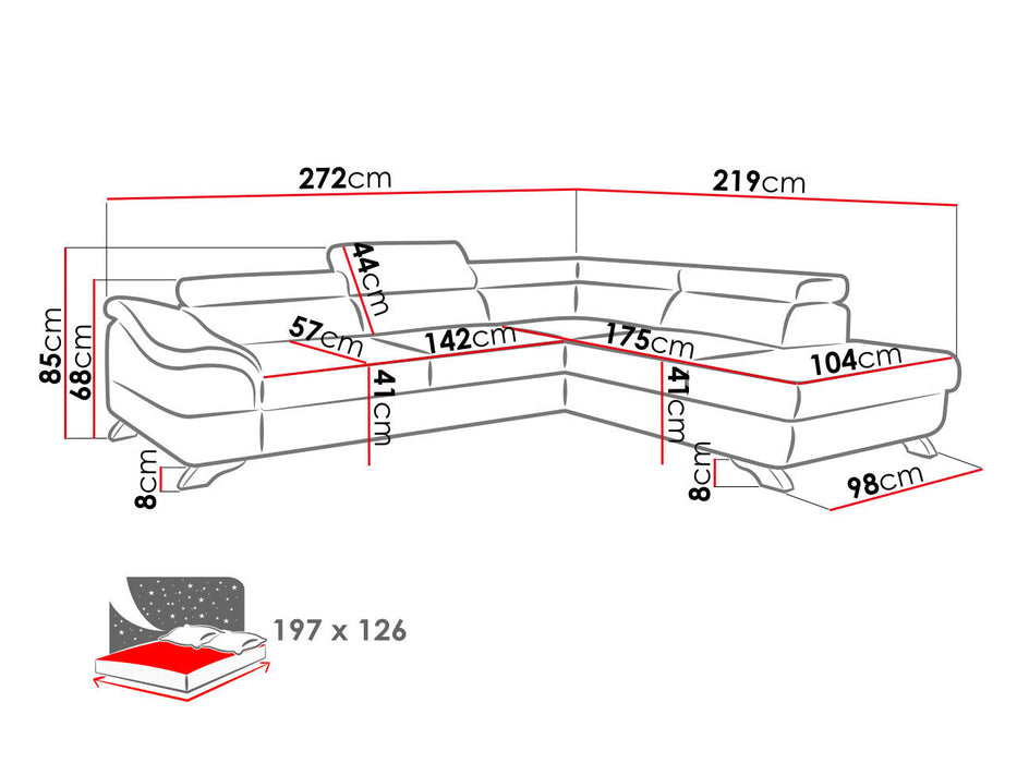 Maxima House Sectional FULL Size Sleeper Sofa BEAU Storage MIR003 - Bed & Sofa Hub