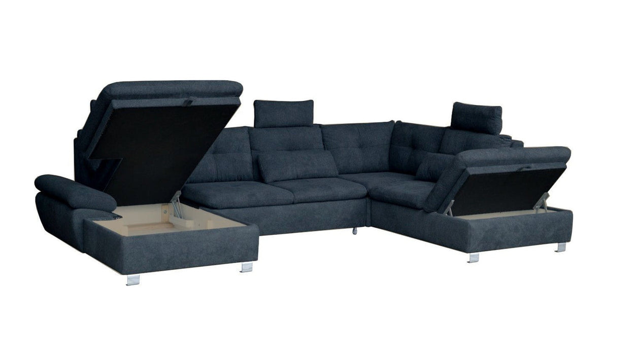 Maxima House Sectional Sleeper Sofa MADEIRA U-Shape with storage BEN057 - Bed & Sofa Hub