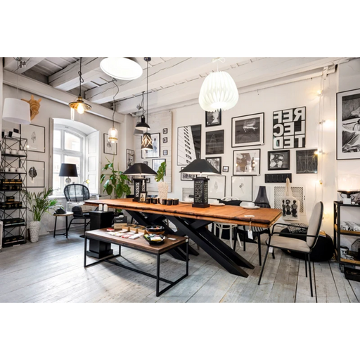 Maxima House Oak Wood Dining Table Kai with Metal Legs - Bed & Sofa Hub