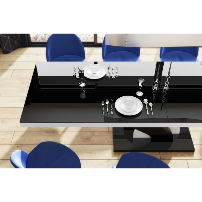 Maxima House Modern Glossy Dining Table Bella with 2 Self-Starting Leaves - Bed & Sofa Hub