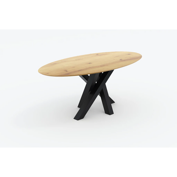 Maxima House Solid Oak Wood Dining Table Alisa with Metal Legs - Bed & Sofa Hub