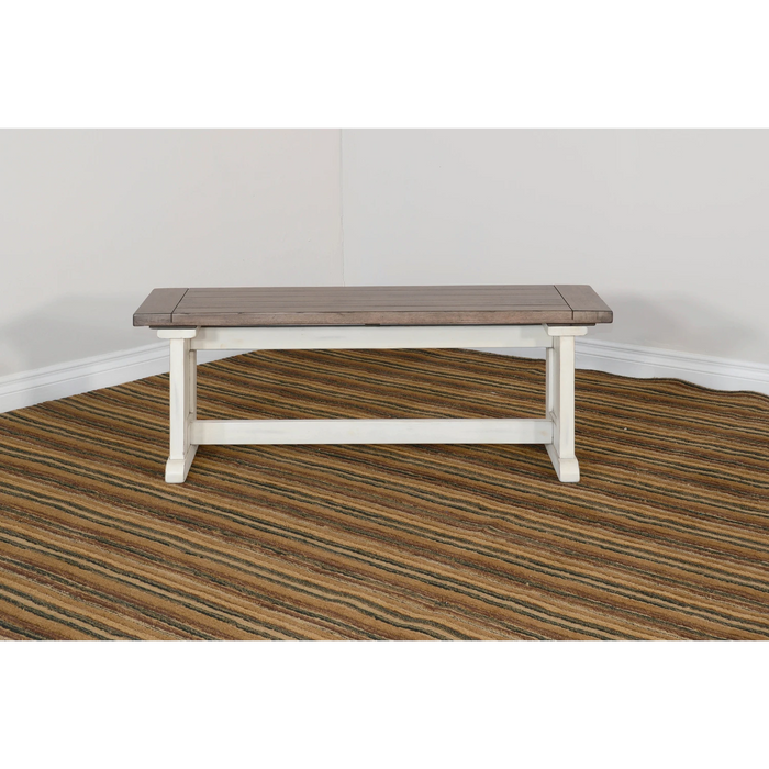 Sunny Designs Wood Side Bench Marble White and Buck Skin - Bed & Sofa Hub