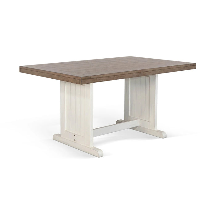 Sunny Designs Rectangular Wood Dining Table Marble White and Buck Skin - Bed & Sofa Hub