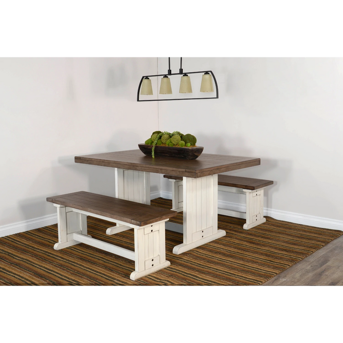 Sunny Designs Rectangular Wood Dining Table Marble White and Buck Skin - Bed & Sofa Hub