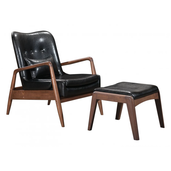 Zuo Bully Lounge Chair & Ottoman Black - Bed & Sofa Hub
