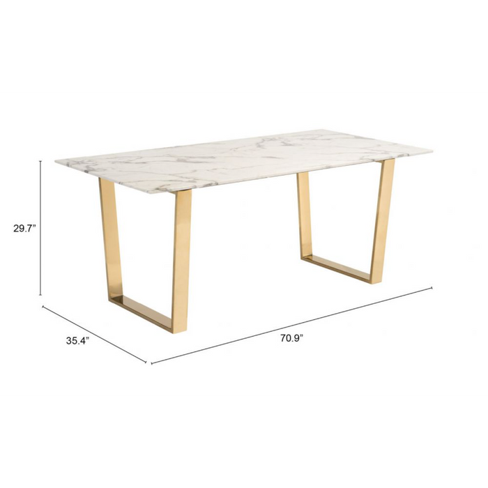Zuo Atlas Dining Table White & Gold - Bed & Sofa Hub