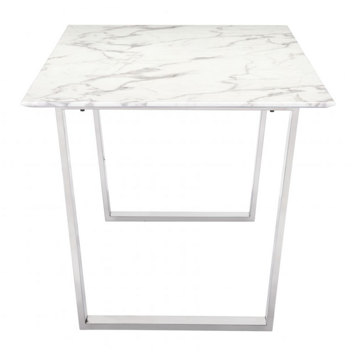 Zuo Atlas Dining Table White & Silver - Bed & Sofa Hub