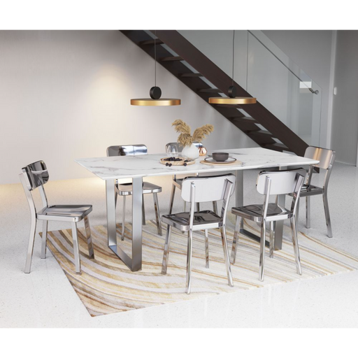 Zuo Atlas Dining Table White & Silver - Bed & Sofa Hub