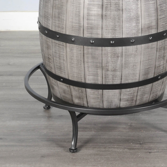 Sunny Designs Round Pub Table with Wine Barrel Base Alpine Grey - Bed & Sofa Hub