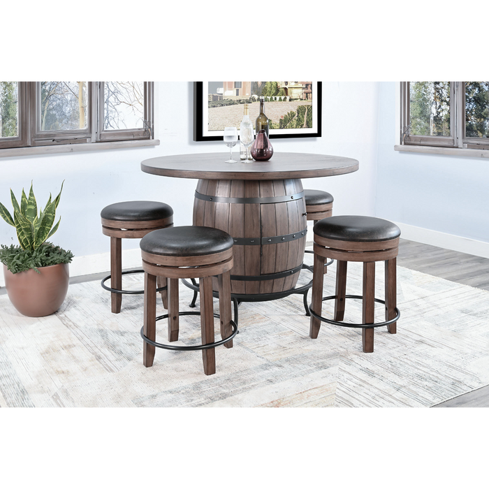 Sunny Designs Round Pub Table with Wine Barrel Base Buckskin - Bed & Sofa Hub