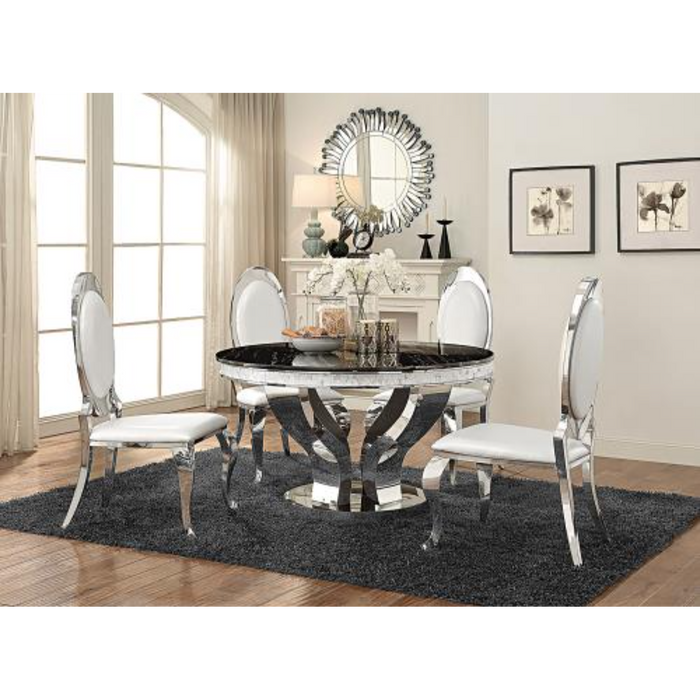 Coaster Anchorage 5-piece Round Stainless Steel Dining Room Set Chrome - Bed & Sofa Hub