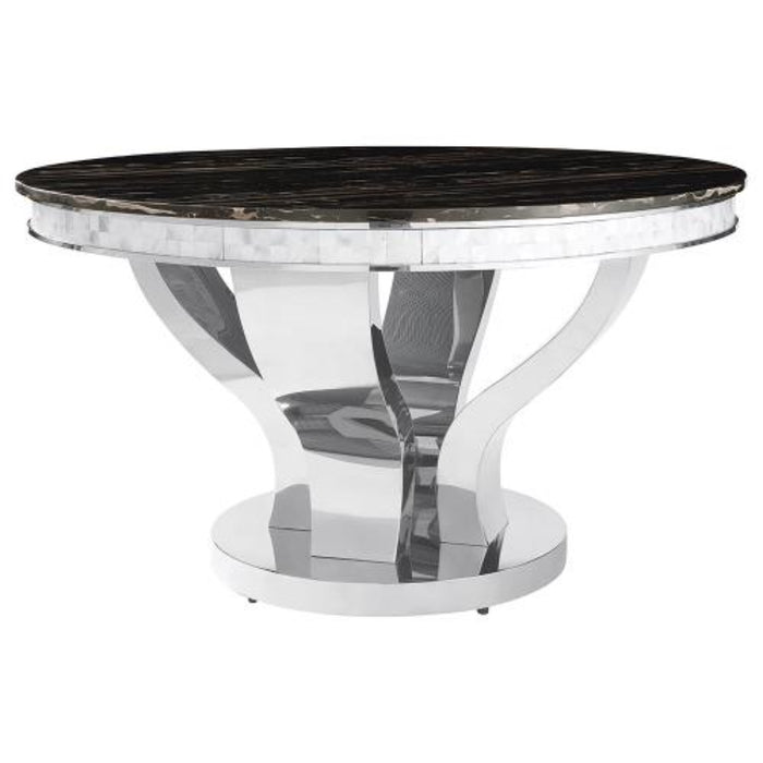 Coaster Anchorage 5-piece Round Stainless Steel Dining Room Set Chrome - Bed & Sofa Hub