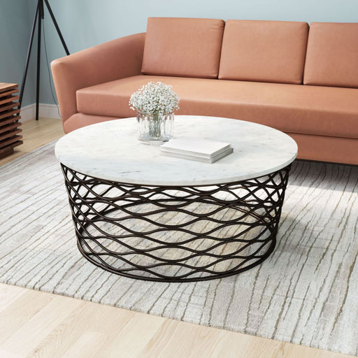 Zuo Queen Coffee Table White & Antique Bronze - Bed & Sofa Hub