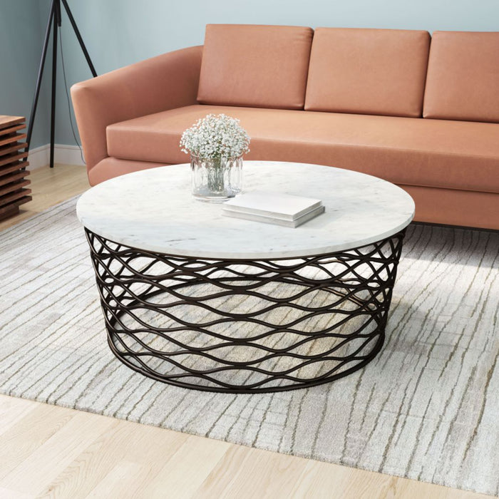 Zuo Queen Coffee Table White & Antique Bronze - Bed & Sofa Hub