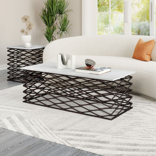 Zuo Duchess Coffee Table White & Antique Bronze - Bed & Sofa Hub