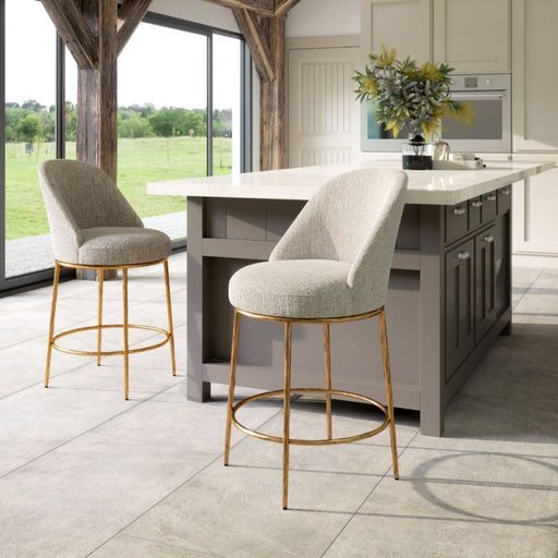 Zuo Nordhavn Swivel Counter Stool Beige & Gold - Bed & Sofa Hub