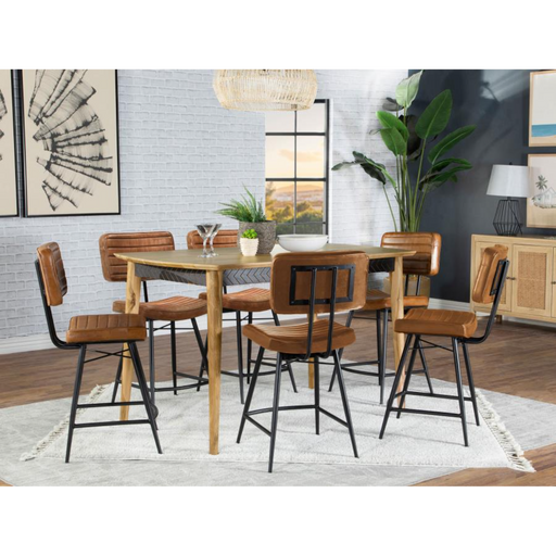 Coaster Partridge 7-piece Counter Dining Room Set Sheesham and Camel - Bed & Sofa Hub