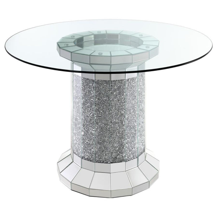 Coaster Ellie 5-piece Mirrored Counter Height Dining Room Table Set Grey - Bed & Sofa Hub