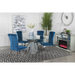 Coaster Quinn 5-piece Round Glass Top Mirrored Dining Set Teal - Bed & Sofa Hub