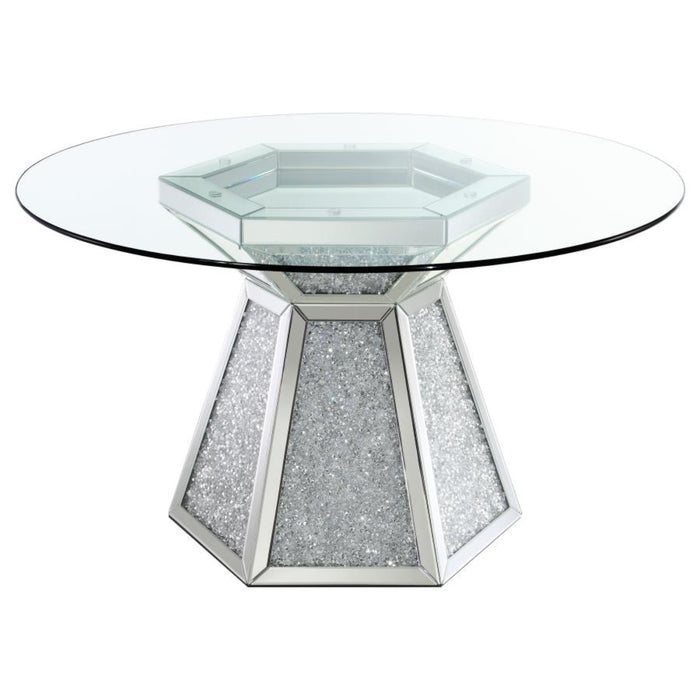Coaster Quinn 5-piece Round Glass Top Mirrored Dining Set Teal - Bed & Sofa Hub