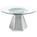 Coaster Quinn 5-piece Round Glass Top Mirrored Dining Set Teal - Bed & Sofa Hub