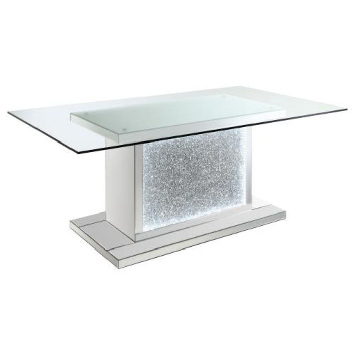 Coaster Marilyn 5-piece Rectangular Mirrored Dining Table Room Set Grey - Bed & Sofa Hub