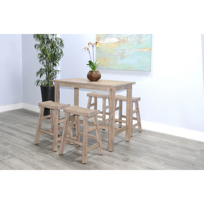 Sunny Designs Beach Pebble Counter Saddle Seat Stool, Wood Seat Beach Pebble - Bed & Sofa Hub