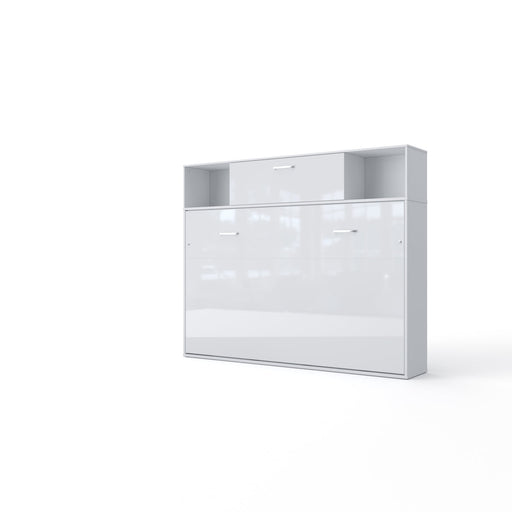 Maxima House Horizontal Murphy Bed Invento, European Full Size with a cabinet on top, mattress included IN120H-13W - Bed & Sofa Hub