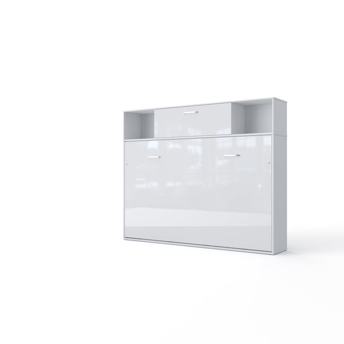 Maxima House Horizontal Murphy Bed Invento, European Full Size with a cabinet on top, mattress included IN120H-13W - Bed & Sofa Hub