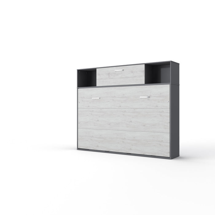 Maxima House Horizontal Murphy Bed Invento, European Full Size with a cabinet on top, mattress included IN120H-13W - Bed & Sofa Hub