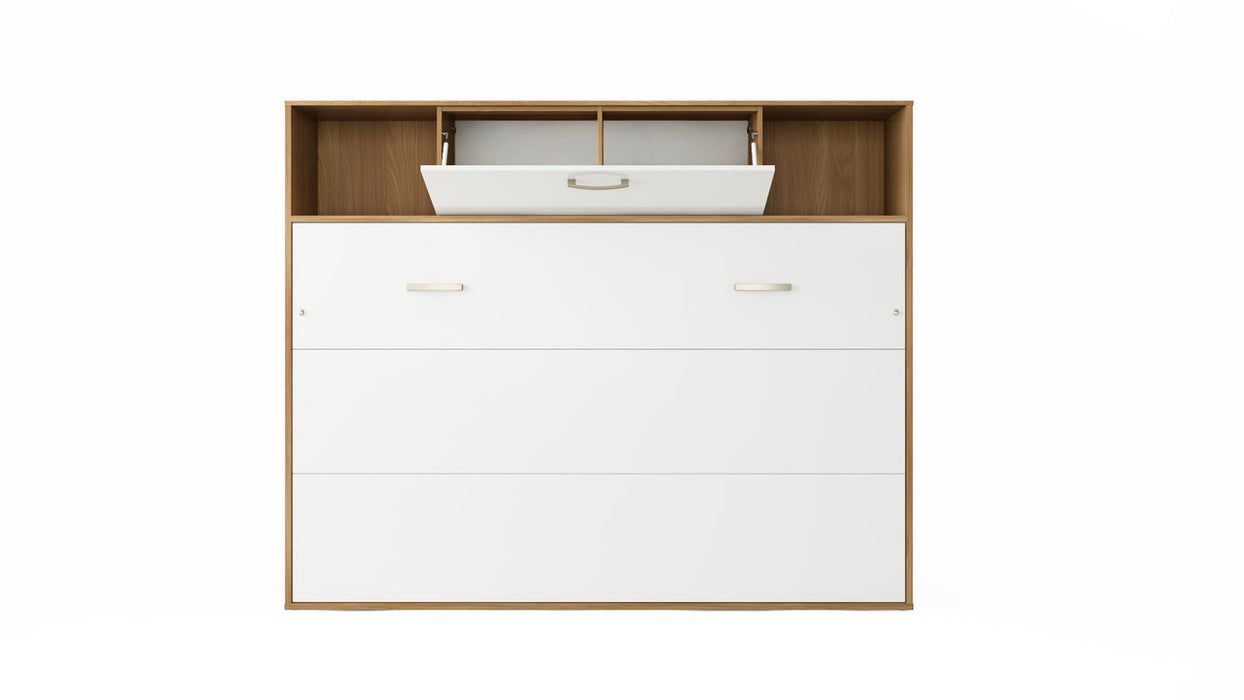 Maxima House Horizontal Murphy Bed Invento, European Full Size with a cabinet on top, mattress included IN120H-13W - Bed & Sofa Hub