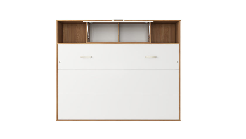 Maxima House Invento Horizontal Wall Bed, European Twin Size with a cabinet on top IN90H-13W - Bed & Sofa Hub
