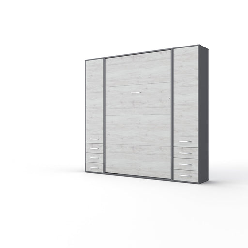 Maxima House Invento Vertical Wall Bed, European Twin Size with 2 cabinets IN90V-07W - Bed & Sofa Hub