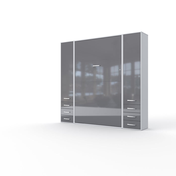 Maxima House Murphy Bed Vertical Invento, European Queen Size with mattress and 2 cabinets IN160V-07W - Bed & Sofa Hub