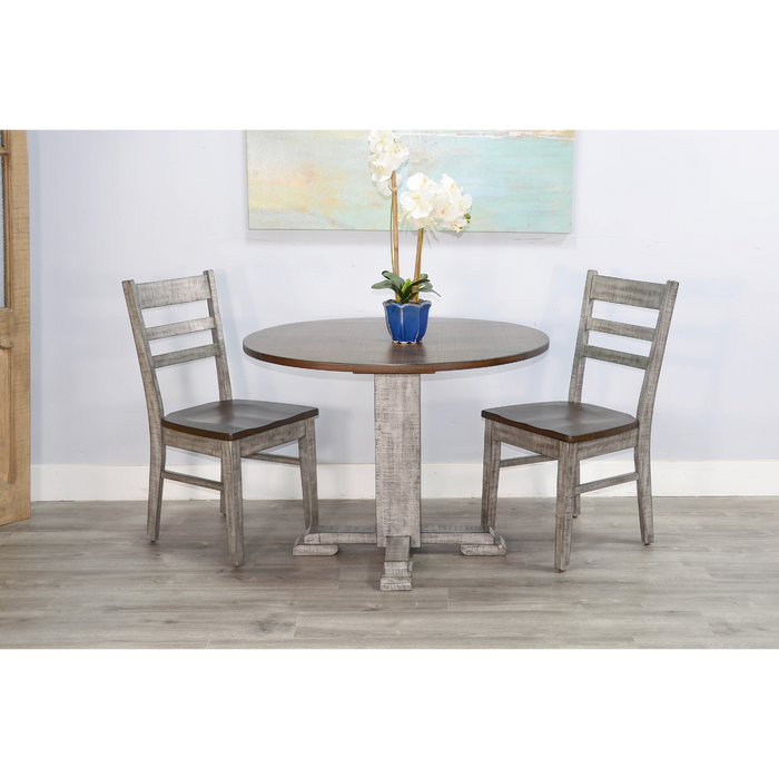 Sunny Designs Drop Leaf Round Table Tobacco Leaf and Alpine Grey - Bed & Sofa Hub