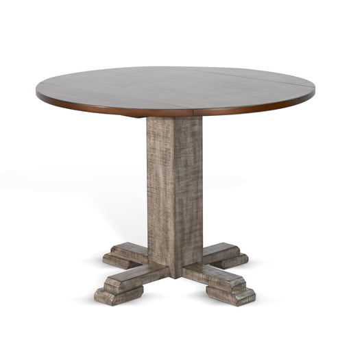 Sunny Designs Drop Leaf Round Table Tobacco Leaf and Alpine Grey - Bed & Sofa Hub