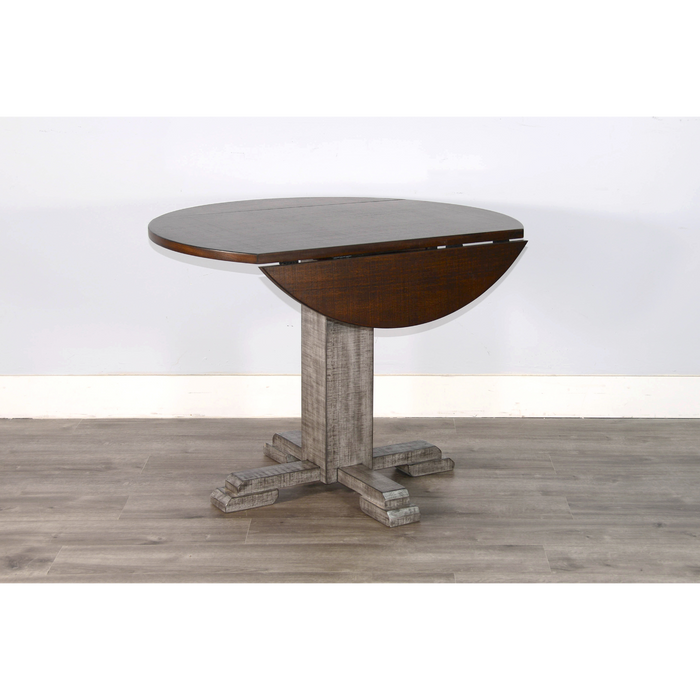 Sunny Designs Drop Leaf Round Table Tobacco Leaf and Alpine Grey - Bed & Sofa Hub