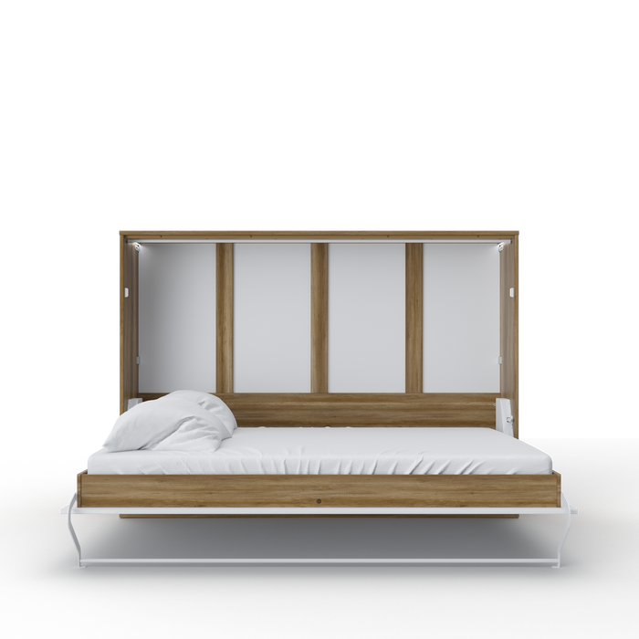 Maxima House Horizontal European FULL XL Murphy bed with mattress and LED included Invento IN-04WLED - Bed & Sofa Hub