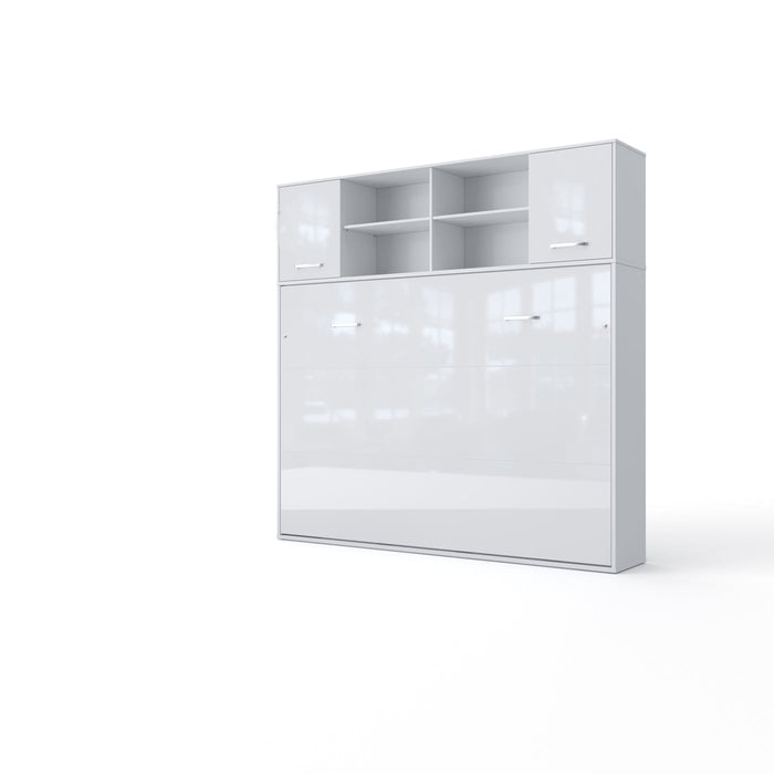 Maxima House Invento Horizontal Wall Bed, European Twin Size with a cabinet on top IN90H-12W - Bed & Sofa Hub